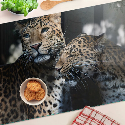 Glazen snijplanken Jachtluipaarden op een donkere achtergrond