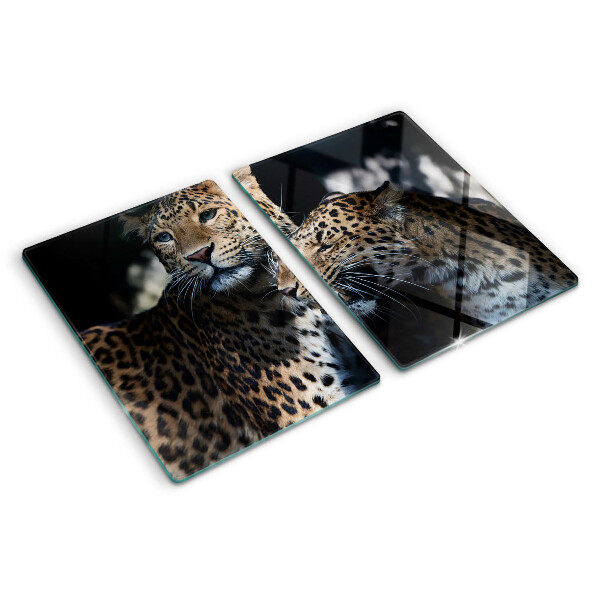 Glazen snijplanken Jachtluipaarden op een donkere achtergrond