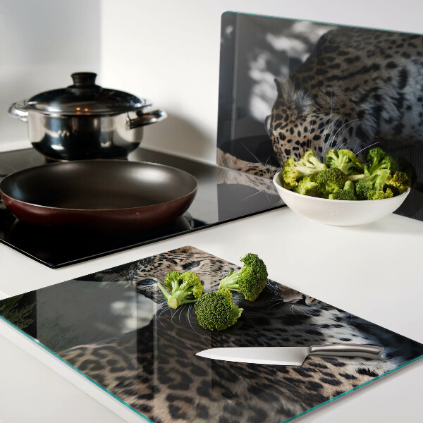 Szklana deska kuchenna Gepardy na ciemnym tle