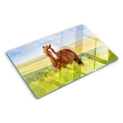 Snijplanken glas Een paard in de wei
