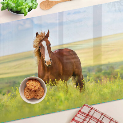 Snijplanken glas Een paard in de wei