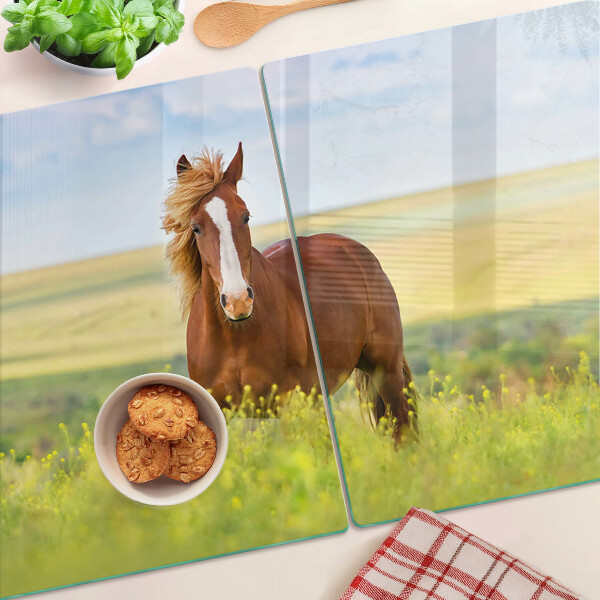 Snijplanken glas Een paard in de wei