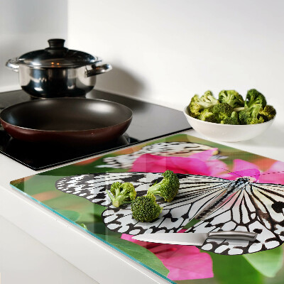 Snijplanken van glas Vlinder op bloemen