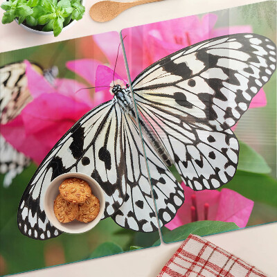 Snijplanken van glas Vlinder op bloemen