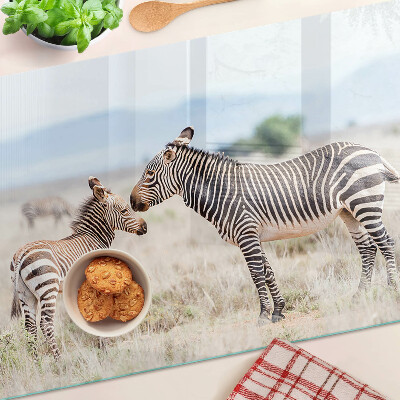 Snijplanken glas Zebra's in de wei