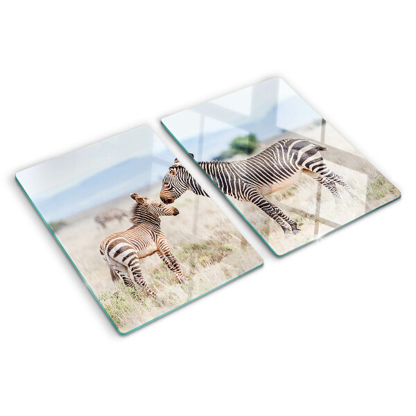 Snijplanken glas Zebra's in de wei