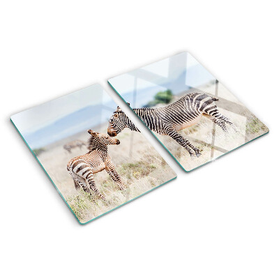 Deska kuchenna szklana Zebry na łące