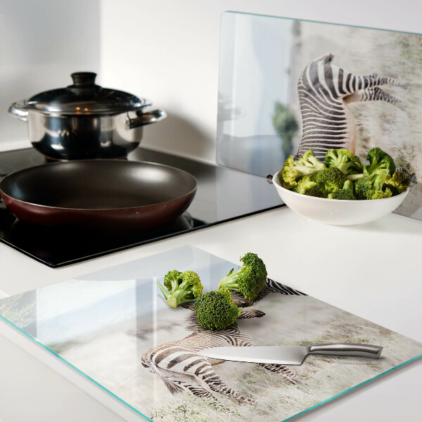 Deska kuchenna szklana Zebry na łące