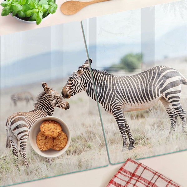 Snijplanken glas Zebra's in de wei