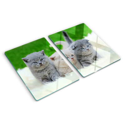 Szklana deska do krojenia Kocięta na zielonym tle