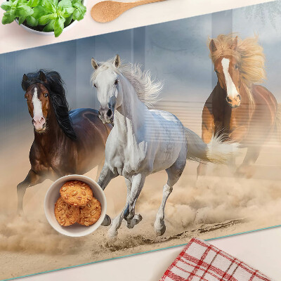 Snijplanken van glas Drie galopperende paarden