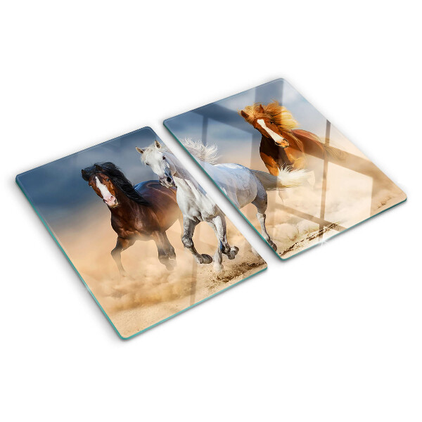 Snijplanken van glas Drie galopperende paarden