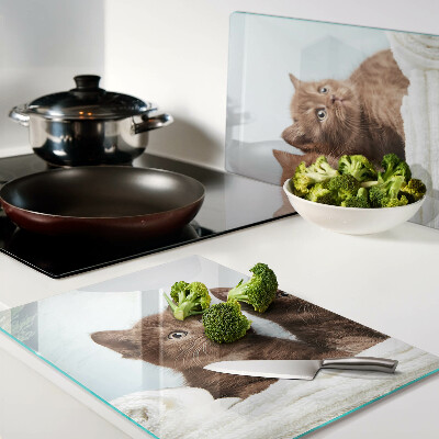 Deska kuchenna szklana Trzy brązowe koty