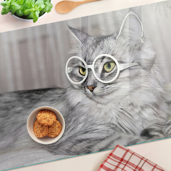 Szklana deska do krojenia Kot w okularach