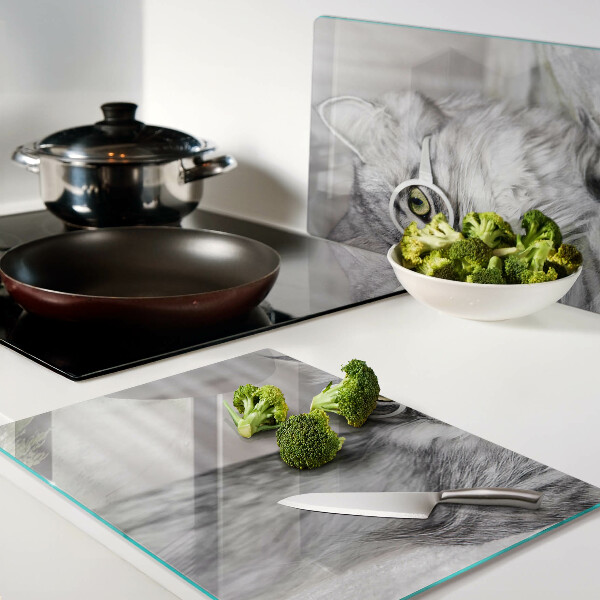 Glazen snijplanken Kat met bril