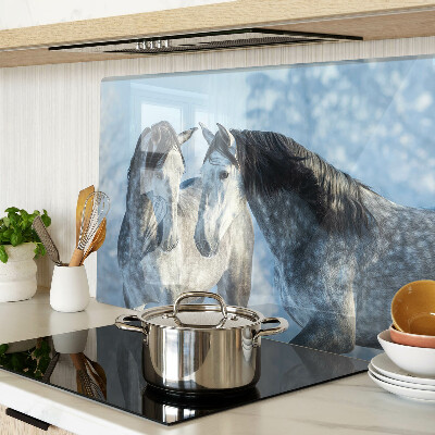 Glazen snijplanken Paarden in een winterlandschap