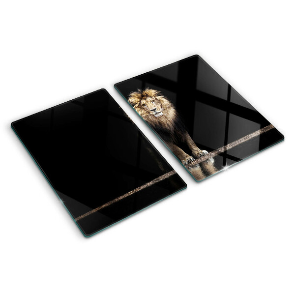 Szklana deska kuchenna Lew na ciemnym tle