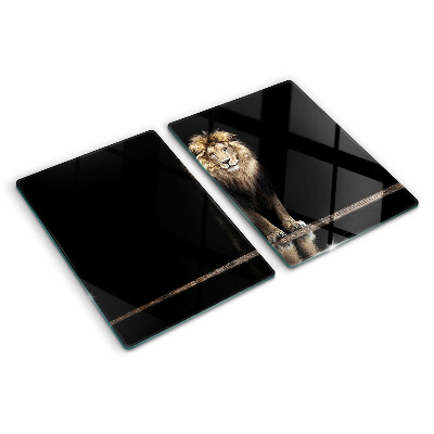 Szklana deska kuchenna Lew na ciemnym tle