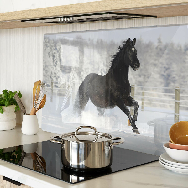 Deska kuchenna szklana Koń w zimowym krajobrazie