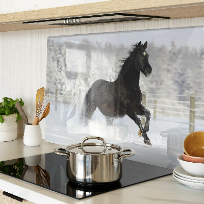 Deska kuchenna szklana Koń w zimowym krajobrazie