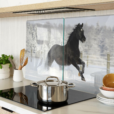 Deska kuchenna szklana Koń w zimowym krajobrazie