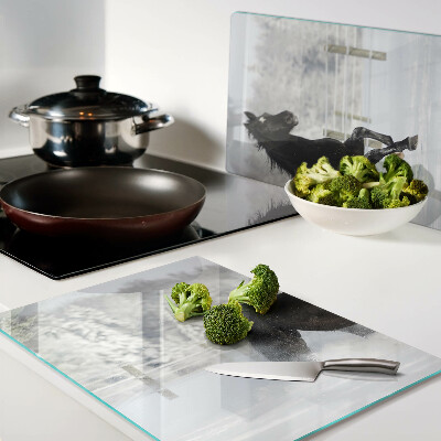 Deska kuchenna szklana Koń w zimowym krajobrazie