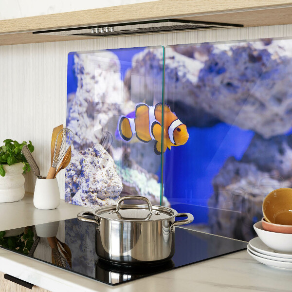Snijplanken glas Clownvissen tussen de rotsen
