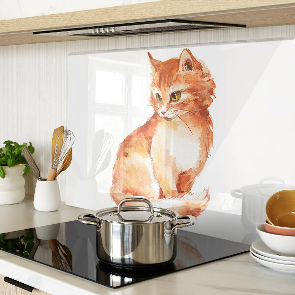 Szklana deska do krojenia Rysunek rudego kotka