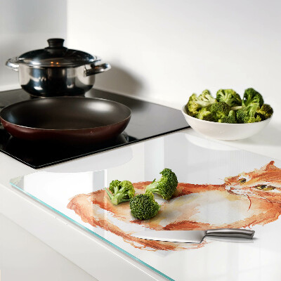 Szklana deska do krojenia Rysunek rudego kotka