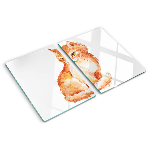 Glazen snijplanken Tekening van een roodharig katje