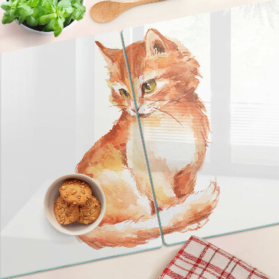 Glazen snijplanken Tekening van een roodharig katje