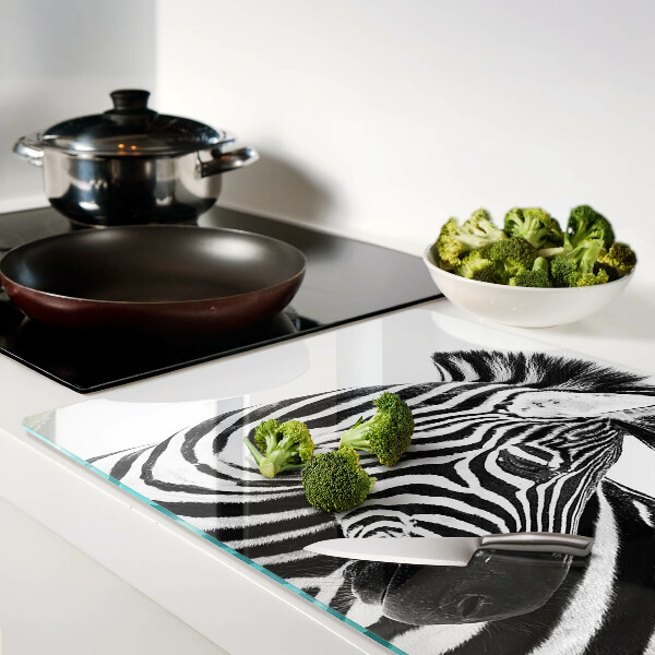 Szklana deska do krojenia Zebra w czarno-białych paskach