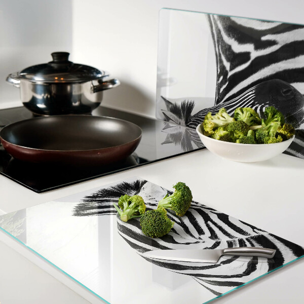 Szklana deska do krojenia Zebra w czarno-białych paskach