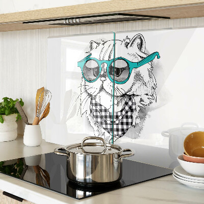 Glazen snijplanken Tekening van een kat met een zonnebril.