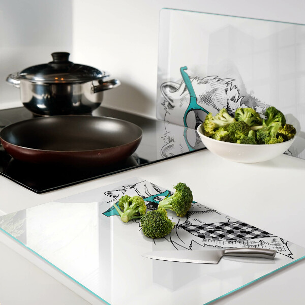 Szklana deska kuchenna Rysunek kota w okularach przeciwsłonecznych