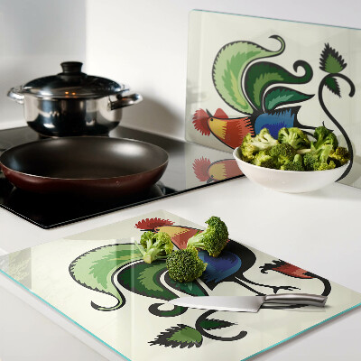 Snijplanken van glas Hanen in volksstijl