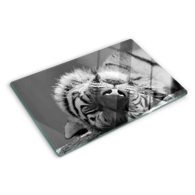 Snijplanken glas Tijger in zwart-wit
