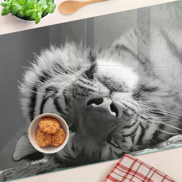 Snijplanken glas Tijger in zwart-wit