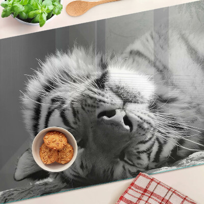 Snijplanken glas Tijger in zwart-wit