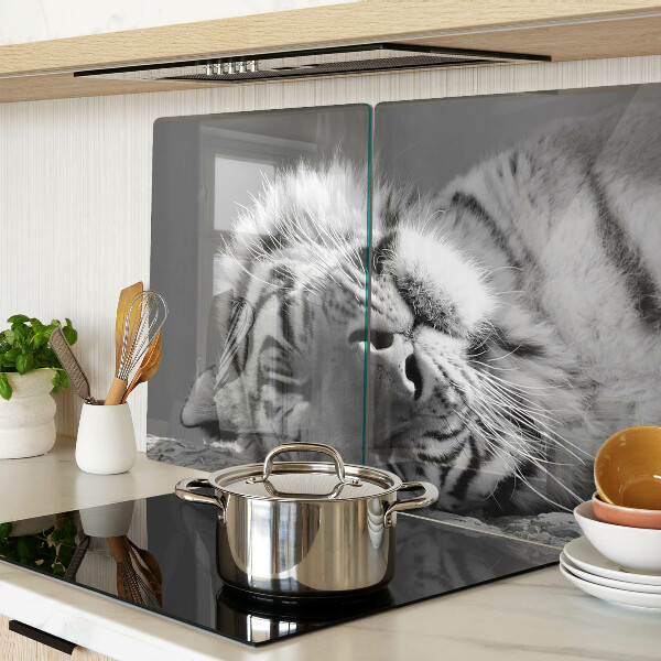 Snijplanken glas Tijger in zwart-wit