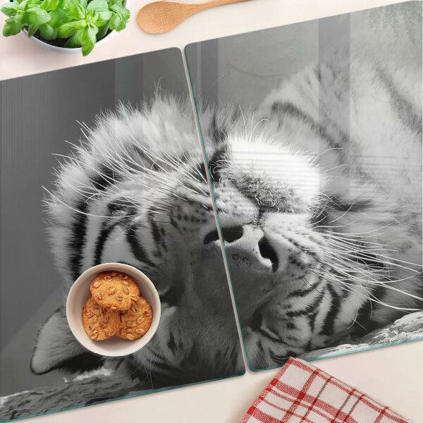 Snijplanken glas Tijger in zwart-wit