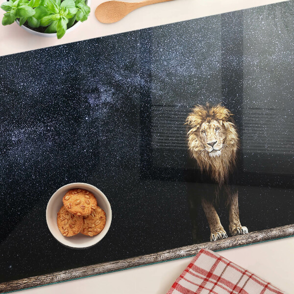 Deska kuchenna szklana Lew i niebo pełne gwiazd