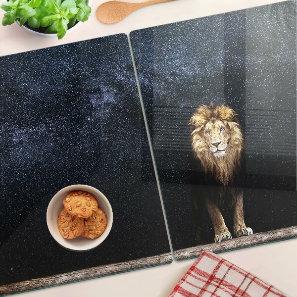 Deska kuchenna szklana Lew i niebo pełne gwiazd