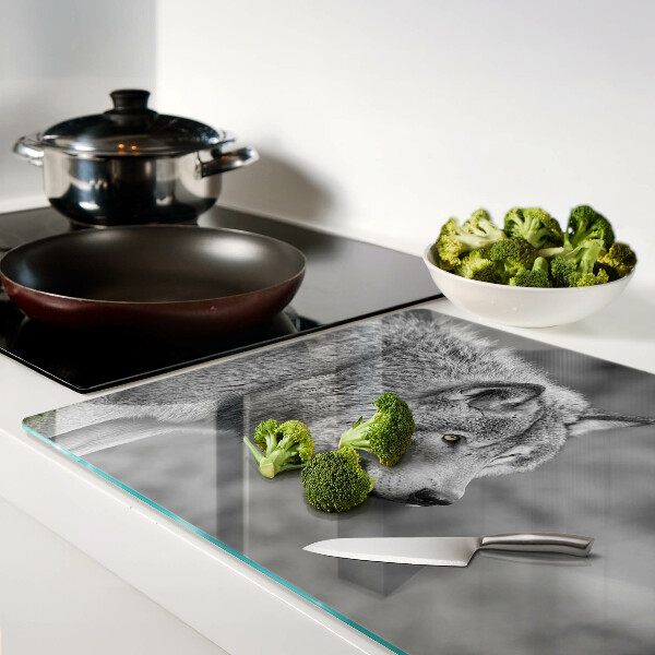 Snijplanken van glas Wolf in zwart-wit