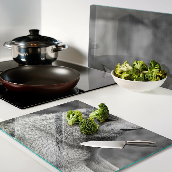 Snijplanken van glas Wolf in zwart-wit