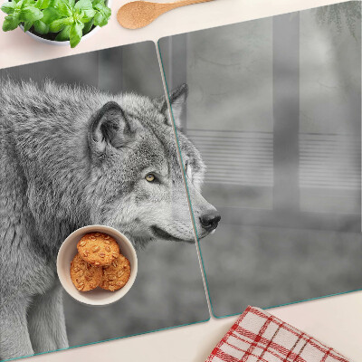 Snijplanken van glas Wolf in zwart-wit