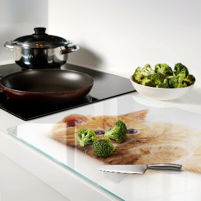 Snijplanken glas Roodharig kitten op een witte achtergrond