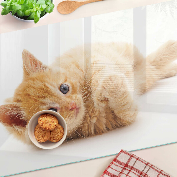 Snijplanken glas Roodharig kitten op een witte achtergrond