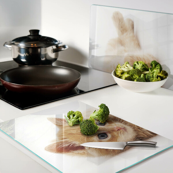 Snijplanken glas Roodharig kitten op een witte achtergrond