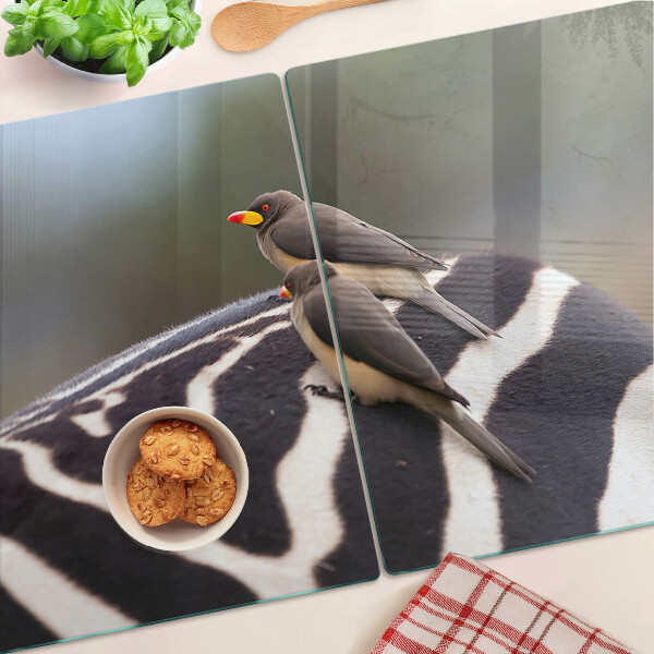 Glazen snijplanken Vogels op een zebra